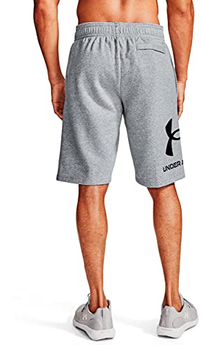 Under Armour Mens Rival Fleece Big Logo Shorts , Mod Gray Light Heather (011)/Black , Medium