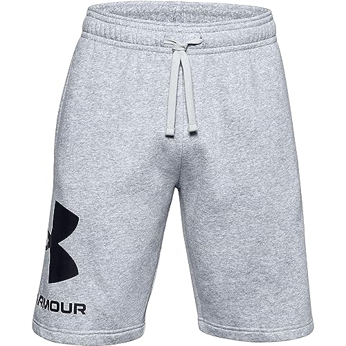 Under Armour Mens Rival Fleece Big Logo Shorts , Mod Gray Light Heather (011)/Black , Medium