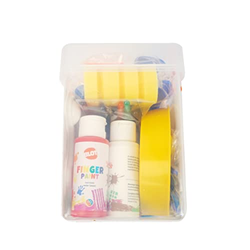 Early Learning Kids Paint Set Washable Finger Paint with Assorted Painting Brushes Sponges Portable Case for Kids Toddlers Drawing Gifts Age 3+