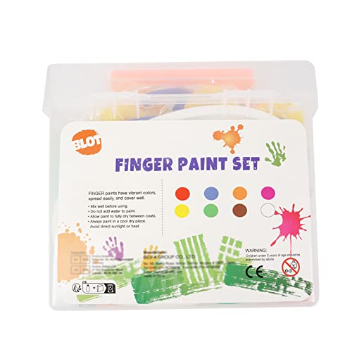 Early Learning Kids Paint Set Washable Finger Paint with Assorted Painting Brushes Sponges Portable Case for Kids Toddlers Drawing Gifts Age 3+