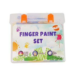 Early Learning Kids Paint Set Washable Finger Paint with Assorted Painting Brushes Sponges Portable Case for Kids Toddlers Drawing Gifts Age 3+