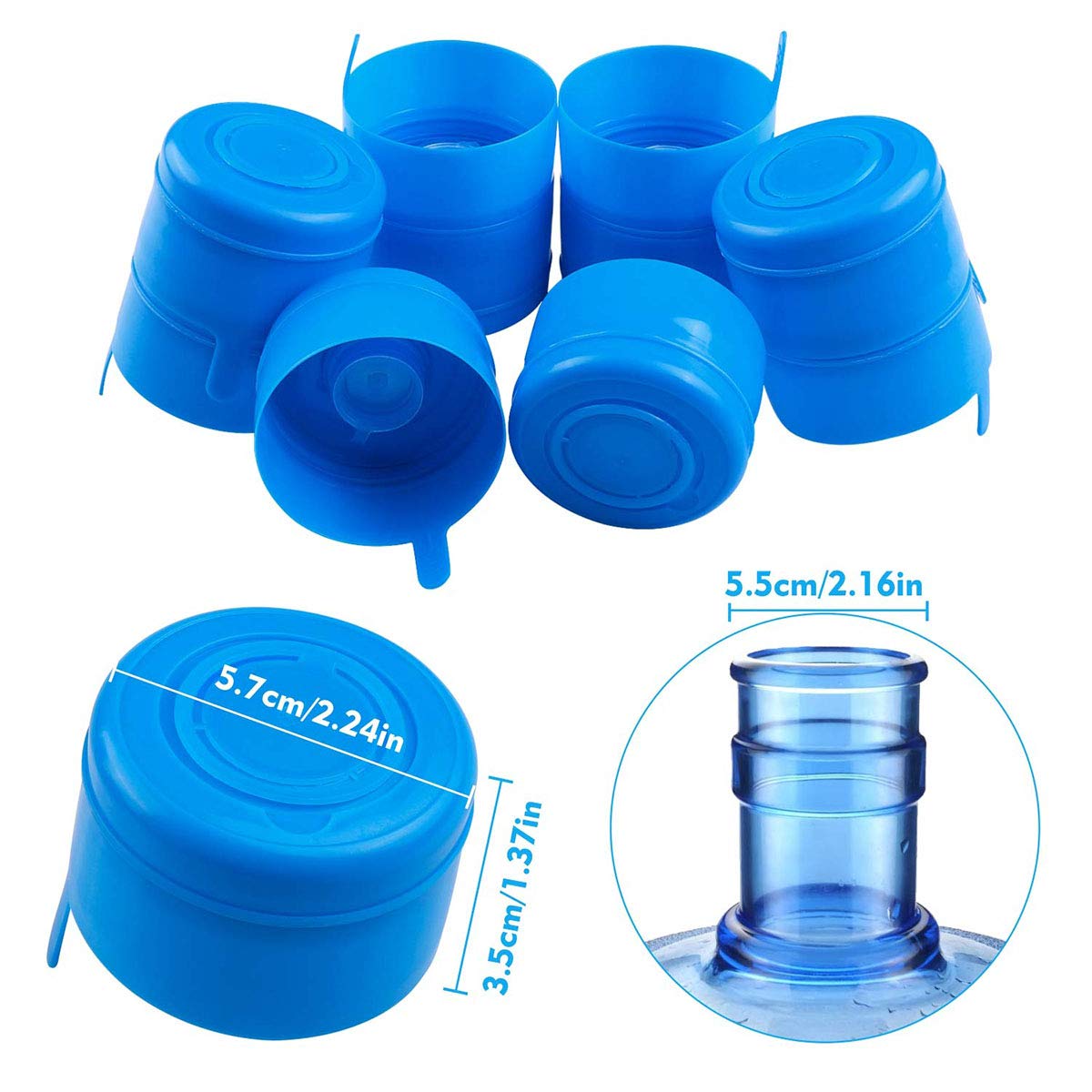 20 Pcs Non Spill Caps,Reusable 55 mm 3 and 5 Gallon Water Jugs Anti-Splash Bottle Caps