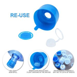 20 Pcs Non Spill Caps,Reusable 55 mm 3 and 5 Gallon Water Jugs Anti-Splash Bottle Caps