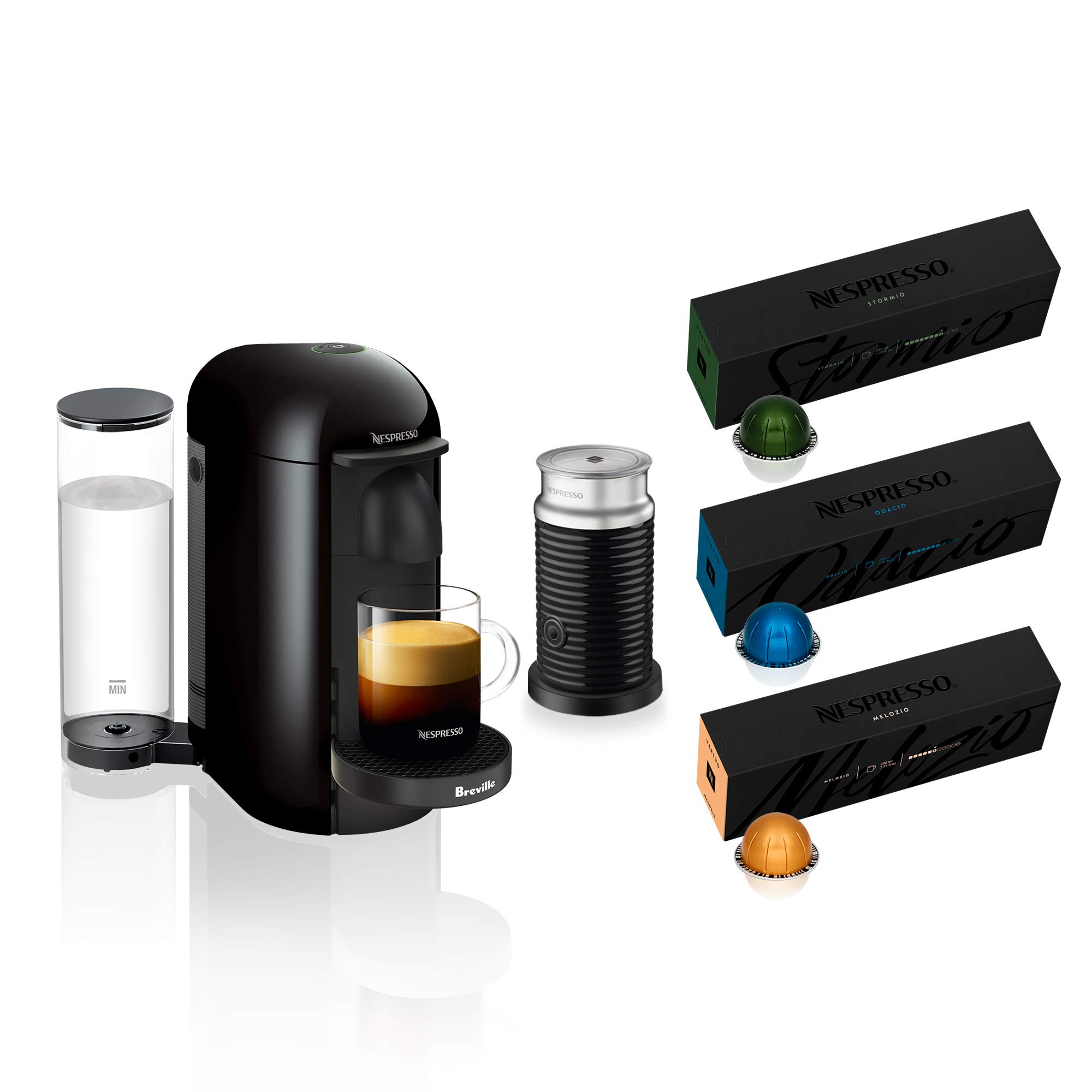 Nespresso VertuoPlus Coffee and Espresso Maker by Breville Aeroccino, Ink Black AND