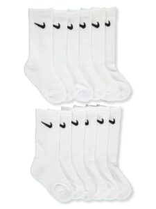 nike cushioned mesh crew socks 6-pack (little kid) white shoes size 4-5 toddler