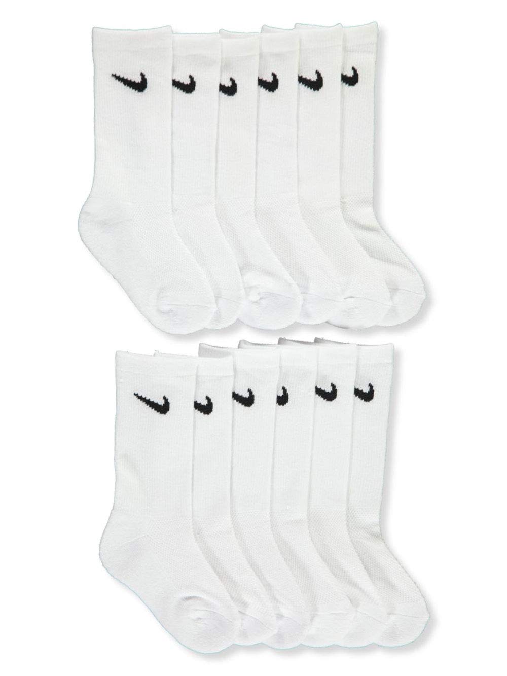 Nike Cushioned Mesh Crew Socks 6-Pack (Little Kid) White Shoes Size 4-5 Toddler