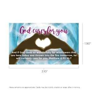 God Cares for You, Matthew 6:30, Bulk Pack of 25 Affirmation Scripture Cards for Kids, Pass it On Christian Bible Verse Cards for Sunday School, Childrens Church, & Youth Group Ministry