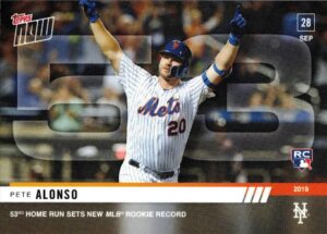 2019 topps now baseball #913 pete alonso rookie card - 53rd home run sets new mlb rookie record