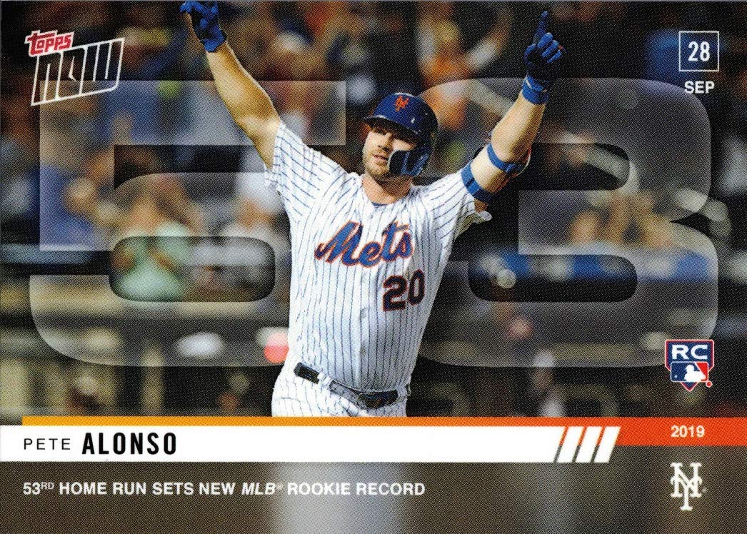 2019 Topps Now Baseball #913 Pete Alonso Rookie Card - 53rd Home Run Sets New MLB Rookie Record