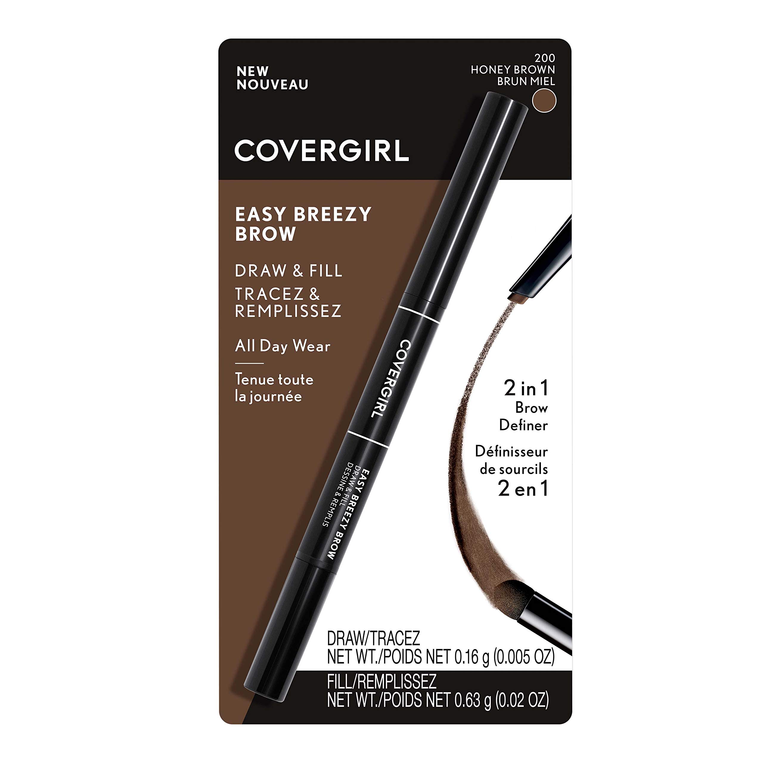 COVERGIRL - Easy Breezy Brow Draw & Fill, easy shaping & defining your brows, retractable pencil, sets in place, 100% Cruelty-Free