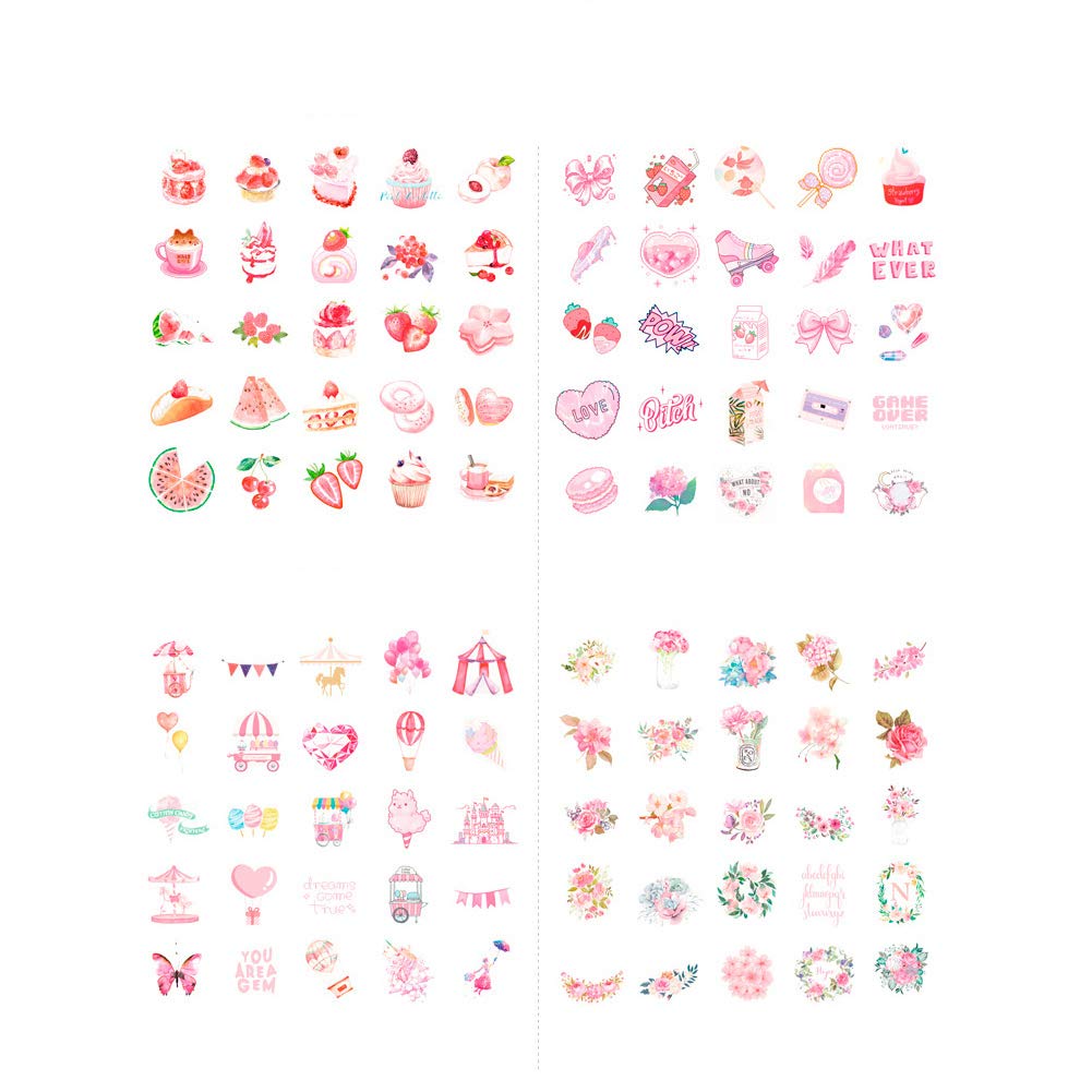 400PCS Kawaii Scrapbook Sticker Set Fresh Drift Bottle Universe Planet Constellation Marine Life Food Drink Fruit Amusement Park DIY Label for Srapbooking Journal Album Planner Envelope Journaling