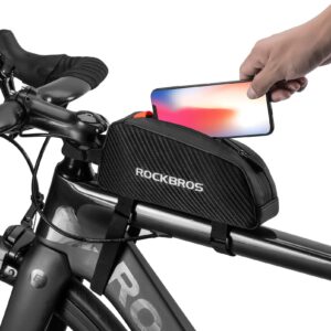 rockbros top tube bike bag bicycle front frame bag bike accessories pouch compatible with iphone 14/13/12 pro galaxy s22/s21