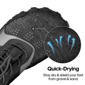 NORTIV 8 Mens Quick Dry Barefoot Aqua Shoes - Outdoor Water Shoes for Swim, Beach Sports, Fishing, Hiking, Diving, Surf, Dark/Grey - 9.5 (TREKMAN-1)
