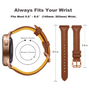 Joyozy Leather Band Compatible with Samsung Galaxy Watch 5Galaxy Watch Active2 40mm 44mm,Woman Men 20mm Slim Leather Wristband Strap for Galaxy Watch 42mm Samsung Galaxy Watch 4 40mm 44mmWatch 4