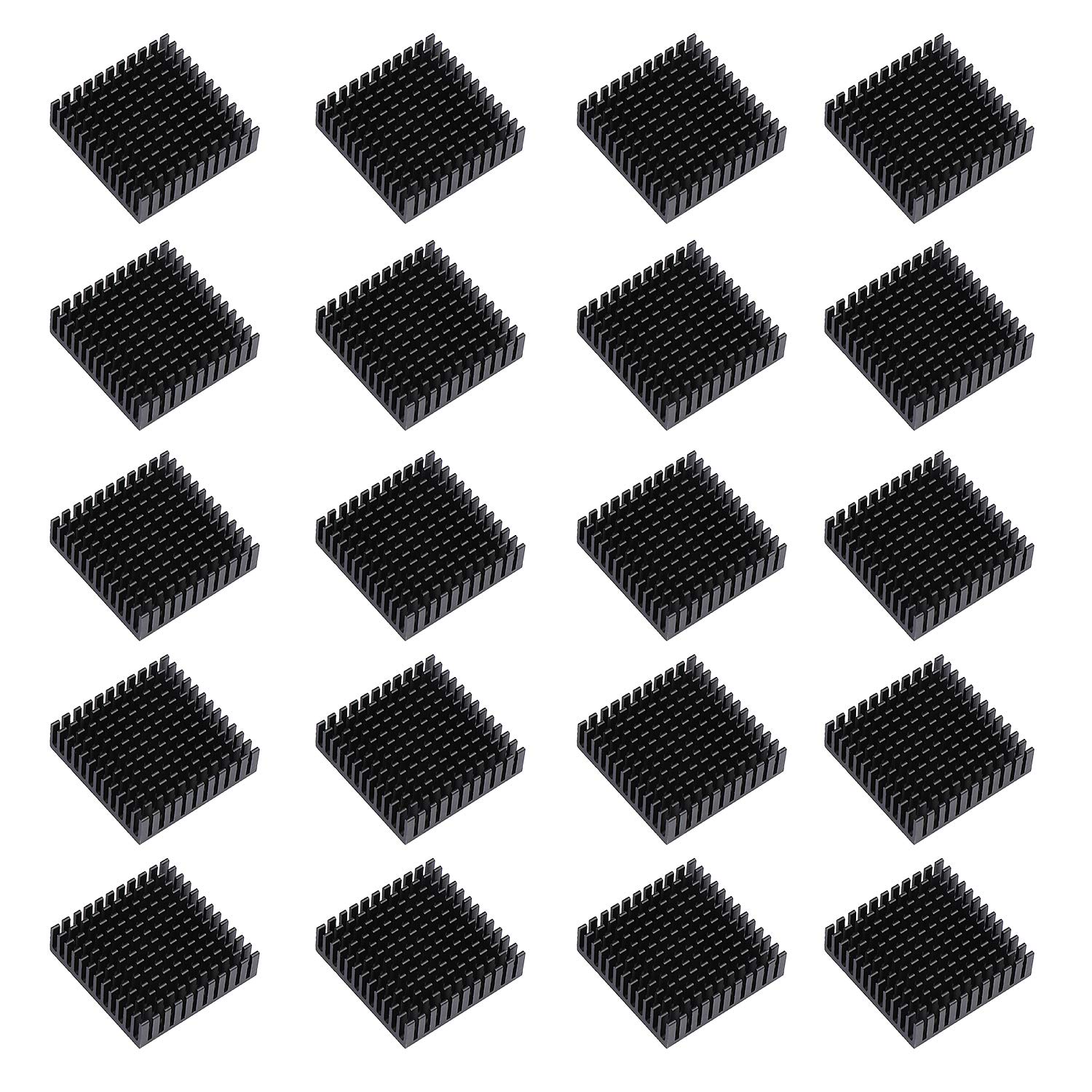 ESUMIC 20PCS 40mm x 40mm x 11mm Black Aluminum Heatsink Cooling Fin for Cooling MOSFET VRam Regulators VRM Stepper Driver