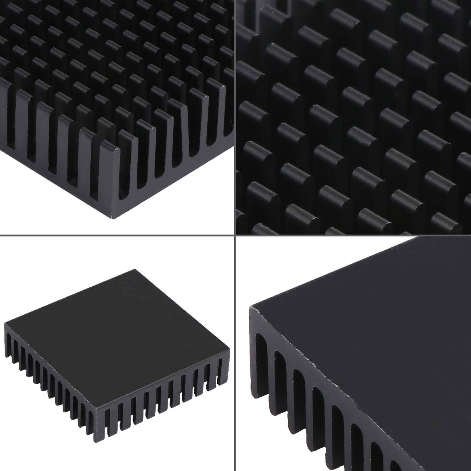 ESUMIC 20PCS 40mm x 40mm x 11mm Black Aluminum Heatsink Cooling Fin for Cooling MOSFET VRam Regulators VRM Stepper Driver