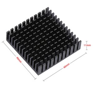 ESUMIC 20PCS 40mm x 40mm x 11mm Black Aluminum Heatsink Cooling Fin for Cooling MOSFET VRam Regulators VRM Stepper Driver