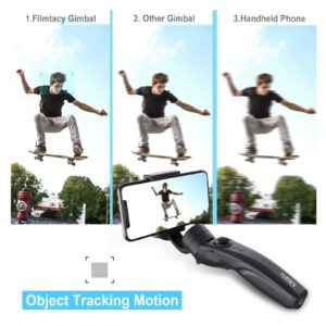 Filmtacy Handheld Gimbal, Gimbal stabilizer with Tripod for iPhone 11/11pro/11pro max/Xs/Xs Max/Xr/X, for Android, Samsung, Lightweight Extended and Foldable, for Vlog YouTube Live Video TikTok