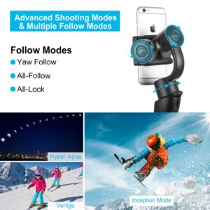 Filmtacy Handheld Gimbal, Gimbal stabilizer with Tripod for iPhone 11/11pro/11pro max/Xs/Xs Max/Xr/X, for Android, Samsung, Lightweight Extended and Foldable, for Vlog YouTube Live Video TikTok