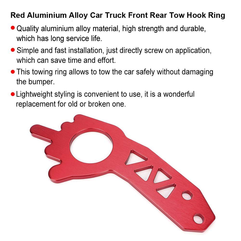 Tow Hook Ring,Universal Red Aluminium Alloy Car Truck Front Rear Tow Hook Ring Kit