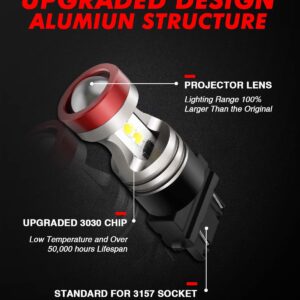 Torchbeam 3157 LED Light Bulbs 3600 Lumens with Projector Error-free For Reverse Back Up Lights DRL Brake Lights Fit 3156 3057 3056 4157 6500K Xenon White（Pack of 2）