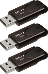 pny 32gb attaché 4 usb 2.0 flash drive 3-pack, black