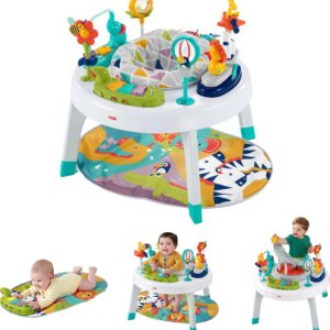 Fisher-Price Baby to Toddler Toy 3-in-1 Sit-to-Stand Activity Center with Playmat plus Music Lights and Spiral Ramp