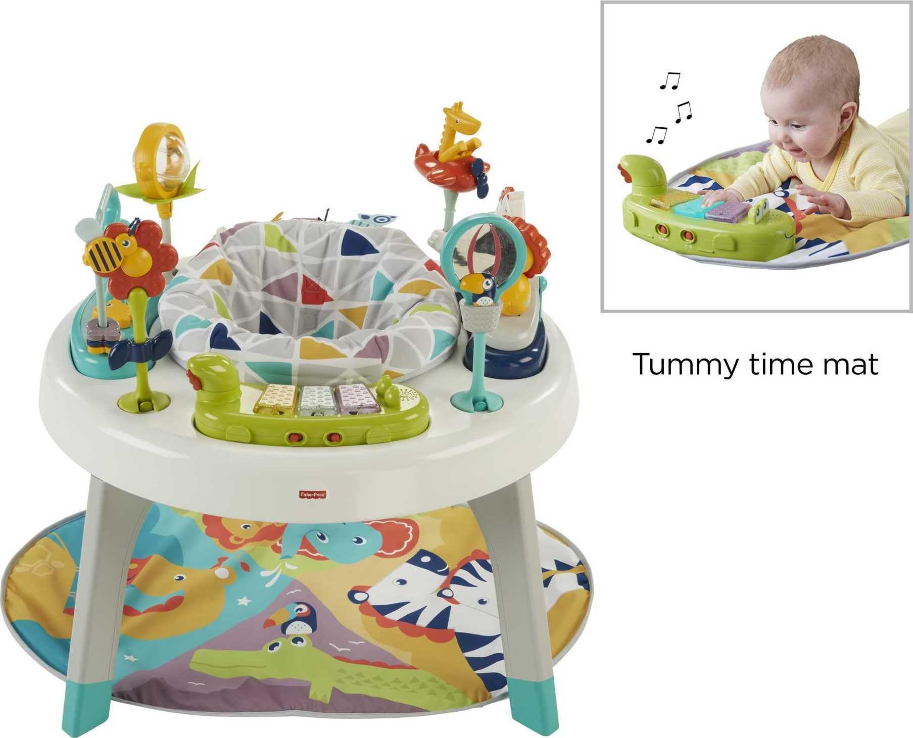 Fisher-Price Baby to Toddler Toy 3-in-1 Sit-to-Stand Activity Center with Playmat plus Music Lights and Spiral Ramp