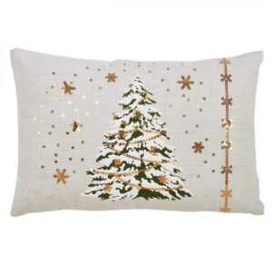 fennco styles christmas tree design with led light decorative throw pillow cover & insert 13 x 20 inch - white pillow for holiday décor, couch, living room and bedroom décor