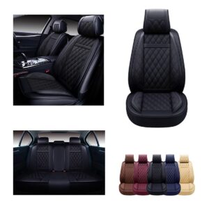 oasis auto car seat covers accessories full set premium nappa leather cushion protector universal fit for most cars suv pick-up truck, automotive vehicle auto interior décor (os-009 black)