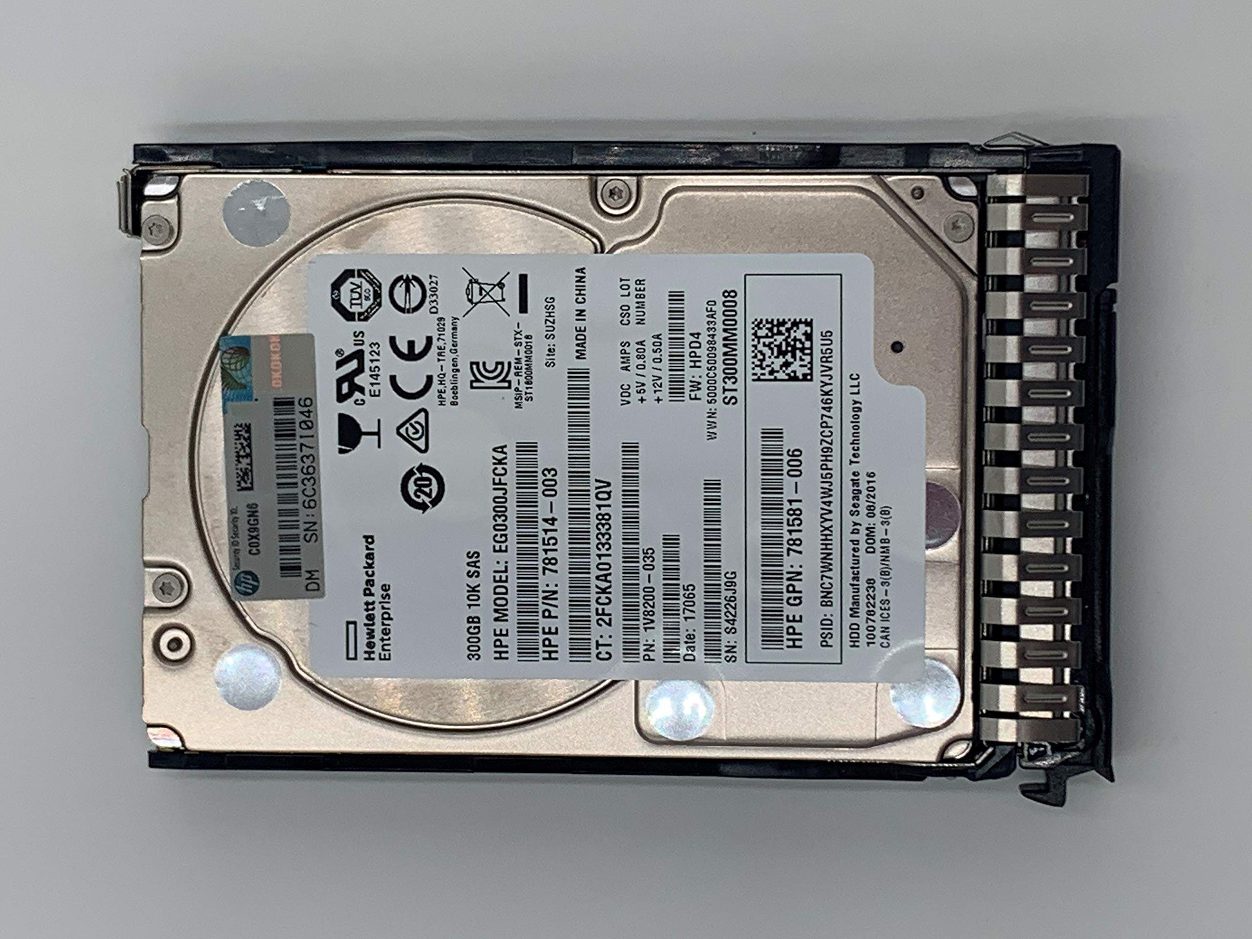 HPE Original 785067-B21 785410-001 768788-001 785067-S21 300GB SAS 12G Enterprise 10K SFF (2.5in) SC HDD (with Original Tray)