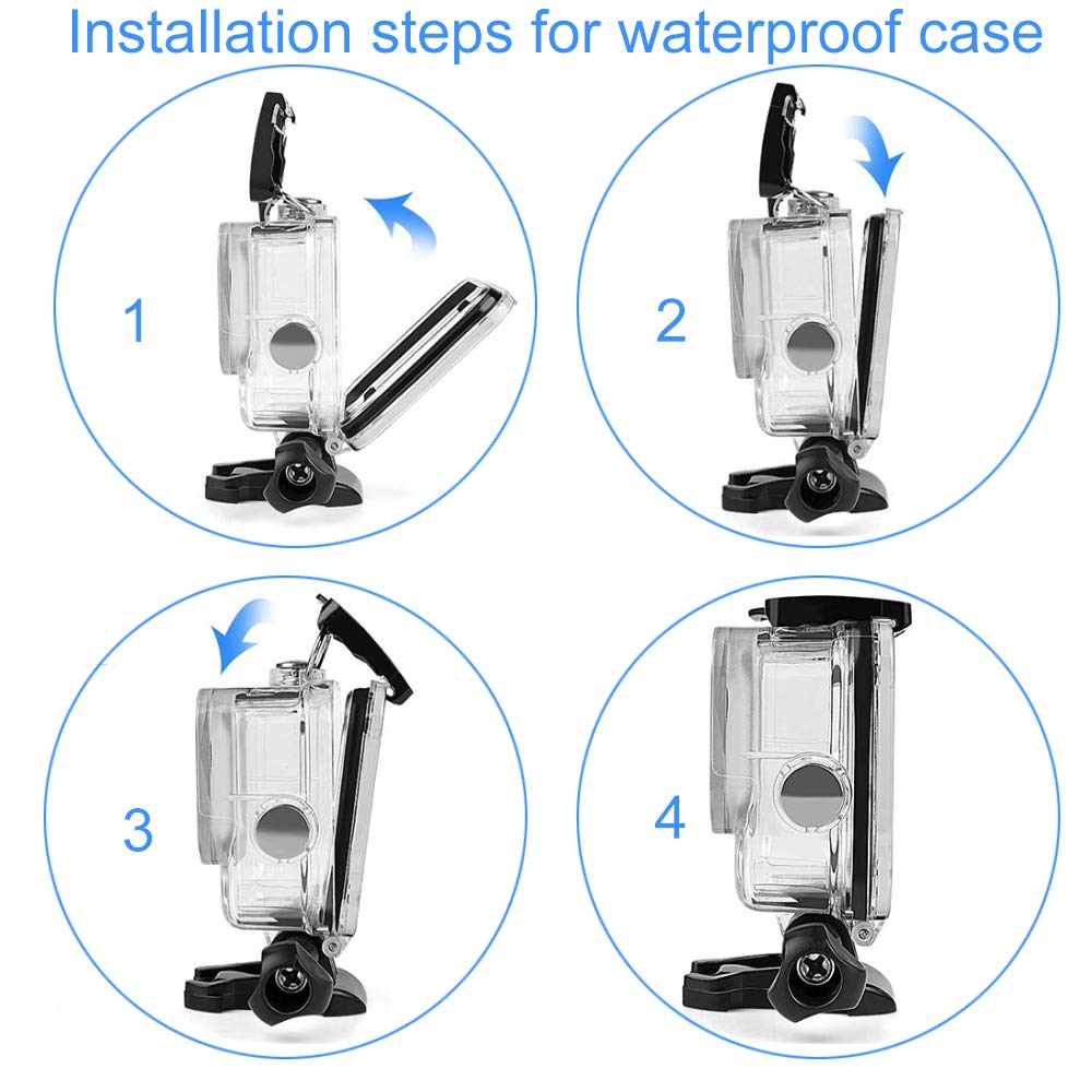 F1TP Waterproof Case Accessories for Go Pro Hero 8 Black Action Camera, 60M Waterproof Underwater Protective Shell，Accessories with Bracket, with Quick Release Mount and Thumbscrew