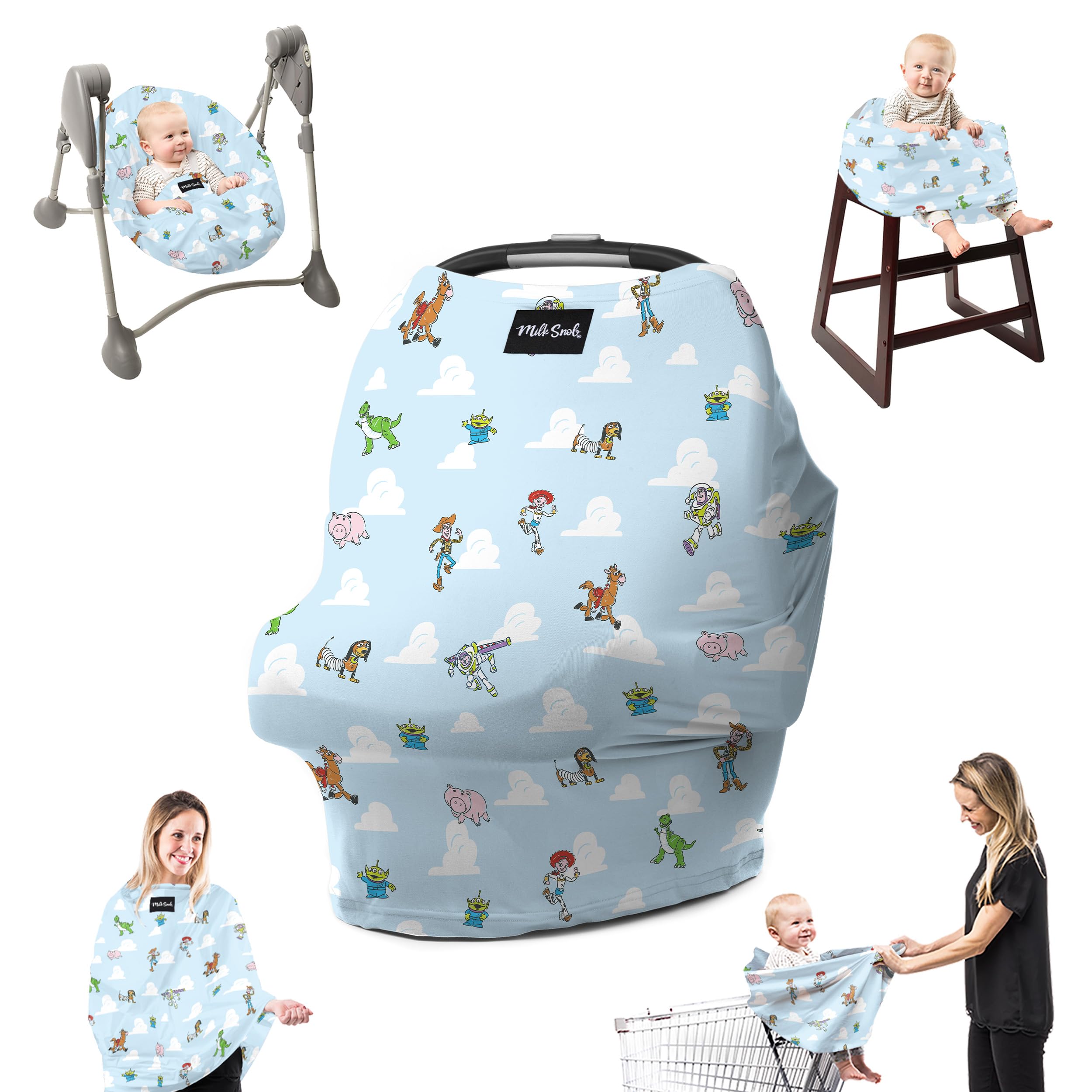 Milk Snob Original Disney 5-in-1 Cover - Nursing Cover for Breastfeeding - Baby Car Seat Cover, Carseat Canopy & Stroller - Essential All-in-One Cover - Gift for Mom, Baby (Toy Story)