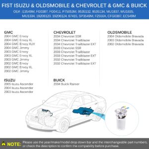 Fuel Pump Assembly w/Sensor Replace# E3549M Compatible with 02-04 Chevy Trailblazer & Trailblazer EXT; 04 Buick Rainier; 02-04 GMC & Oldsmobile Bravada; 03-05 Isuzu Ascender 4.2L I6/5.3L V8/4.3L V6