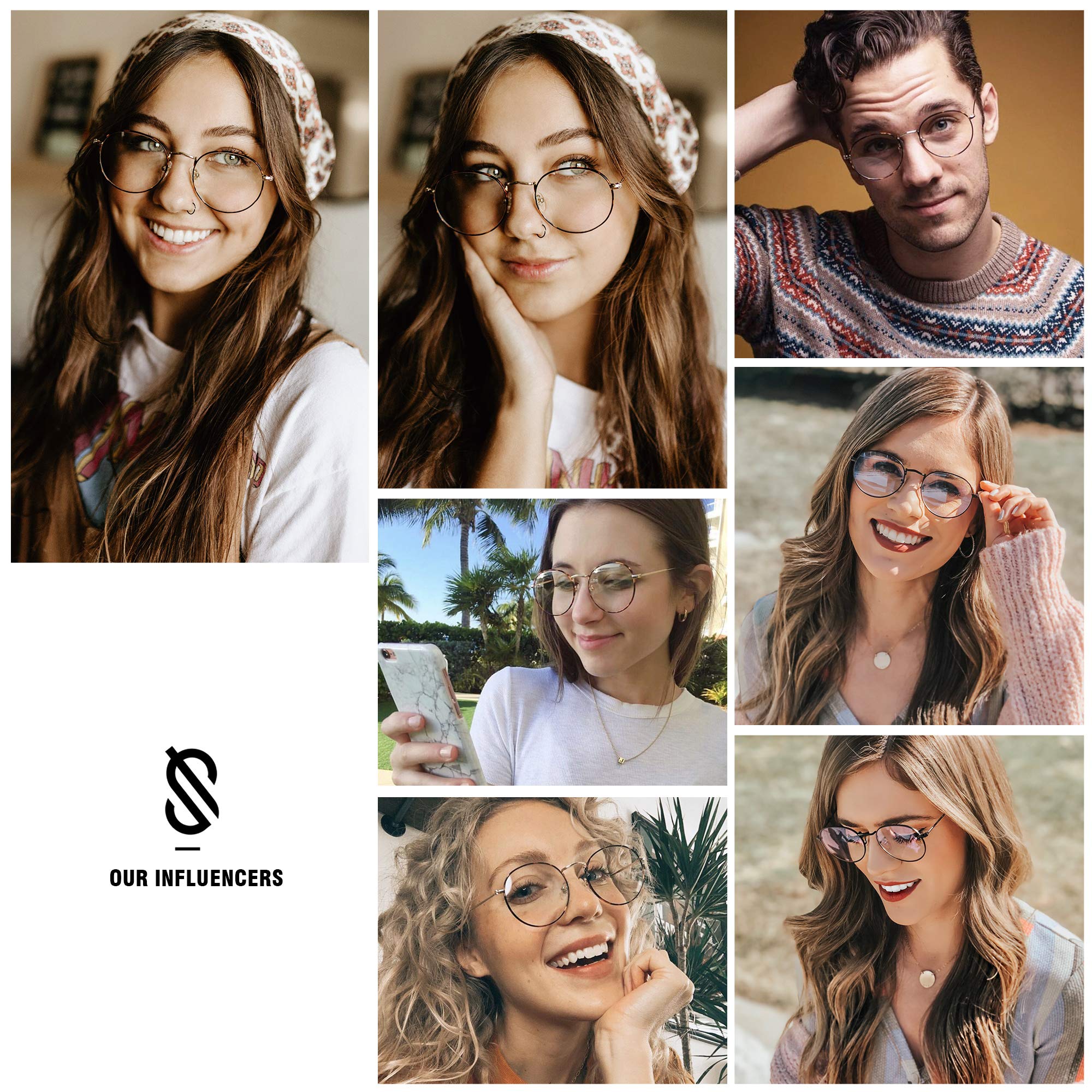 SOJOS Blue Light Blocking Computer Glasses Round Eyewear Anti Blue Light Lens Preppy Chic SJ5024 with Rose Gold Frame/Anti-Blue Light Lens