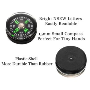 200 Pieces Button Compass Mini Black Survival Compass Oil Filled Compass for Camping Hiking Boating Touring