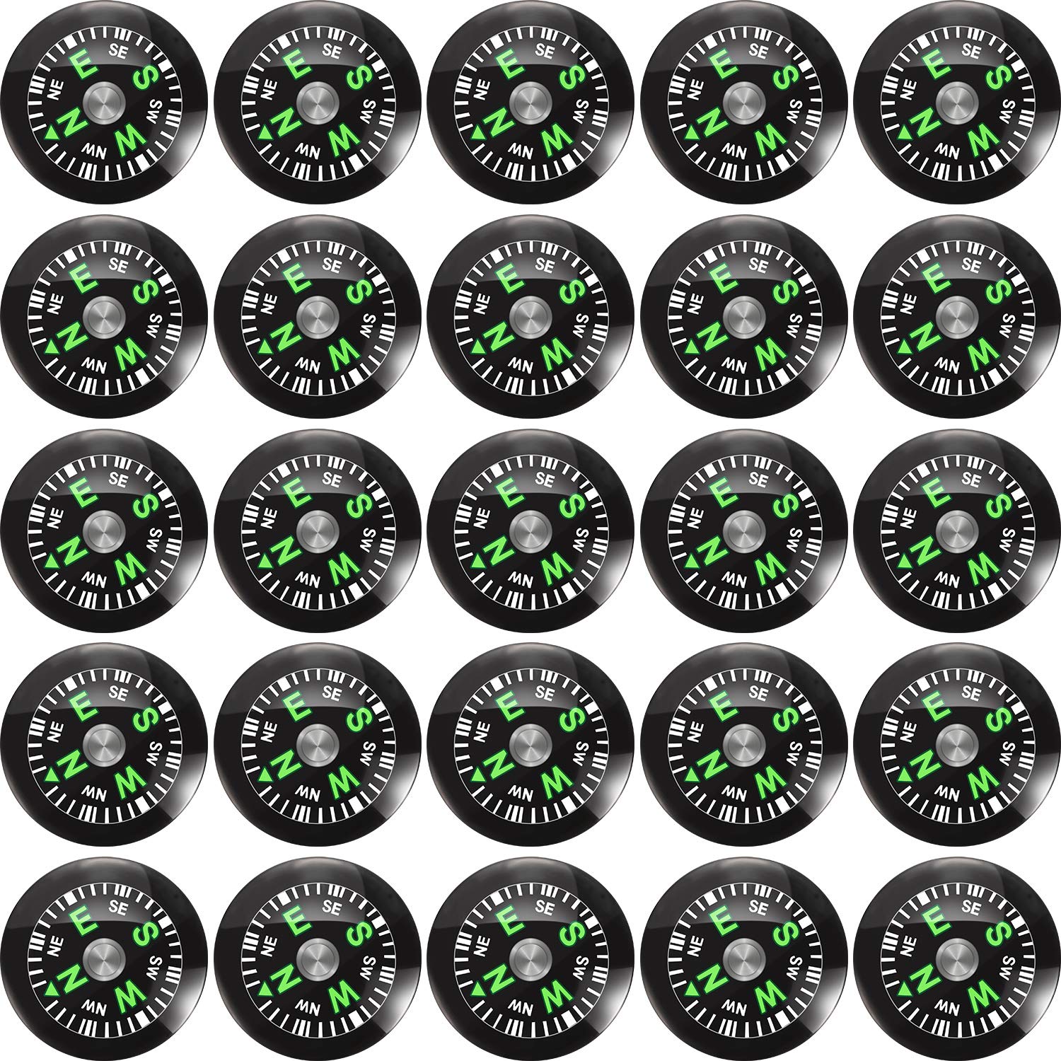 200 Pieces Button Compass Mini Black Survival Compass Oil Filled Compass for Camping Hiking Boating Touring