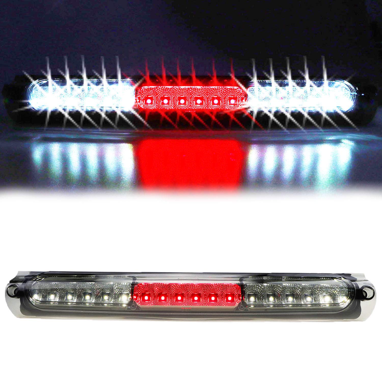 3rd Brake Light for 1997-2004 Ford F150 LED Third Rear Cargo Lamp High Mount Stop light Chrome Housing + Smoke Lens