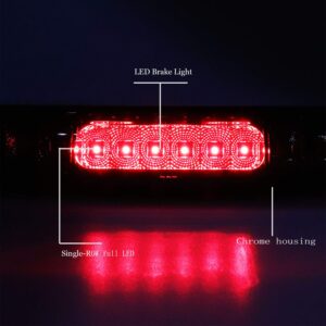 3rd Brake Light for 1997-2004 Ford F150 LED Third Rear Cargo Lamp High Mount Stop light Chrome Housing + Smoke Lens