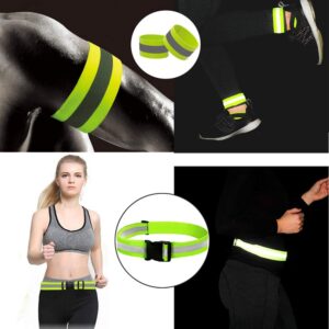 Reflective Vest, Reflective Glow Belt with 2Pack Reflector Armbands, Adjustable Elastic Safety Vest Outdoor Reflective Belt High Visibility, Ultralight & Comfy for Running, Jogging, Walking, Cycling,