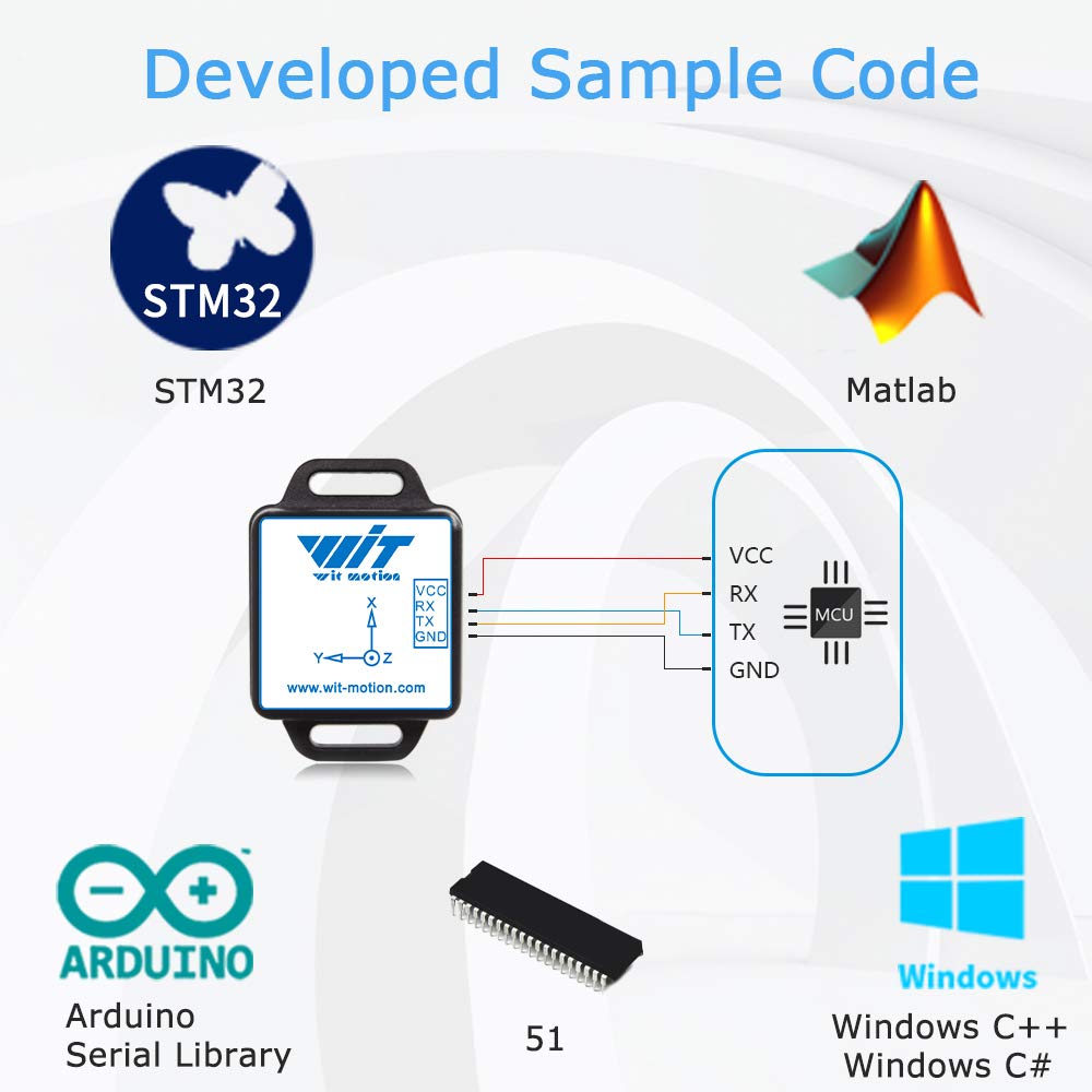 WitMotion WT61C-TTL High-Accuracy Accelerometer Sensor, 6-Axis Acceleration(+-16g)+Gyro+Angle (XY 0.05° Accuracy) with Kalman Filtering, MPU6050 AHRS IMU (Unaffected by Magnetic Field), for Arduino