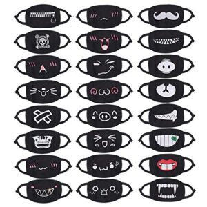 24pcs (style) mouth mask black cartoon mouth mask kawaii cotton mask, unisex