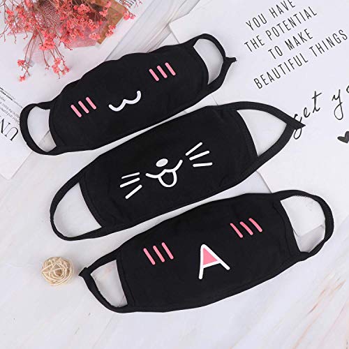 24pcs (Style) Mouth Mask Black Cartoon Mouth Mask Kawaii Cotton Mask, Unisex