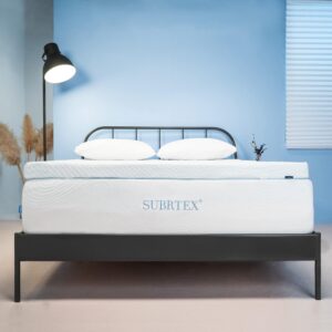 subrtex 4 Inch Gel-Infused Memory Foam Mattress Topper High Density Cooling Bed Topper Pad Removable Fitted Cover Ventilated Design (Queen)