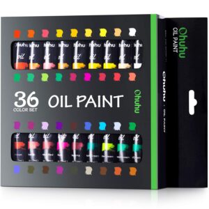 ohuhu oil paint set, 36 oil-based colors, 12ml/0.42oz x 36 tubes non-toxic oil painting set supplies for canvas painting artist kids beginner adult classroom student art supplies gift diy