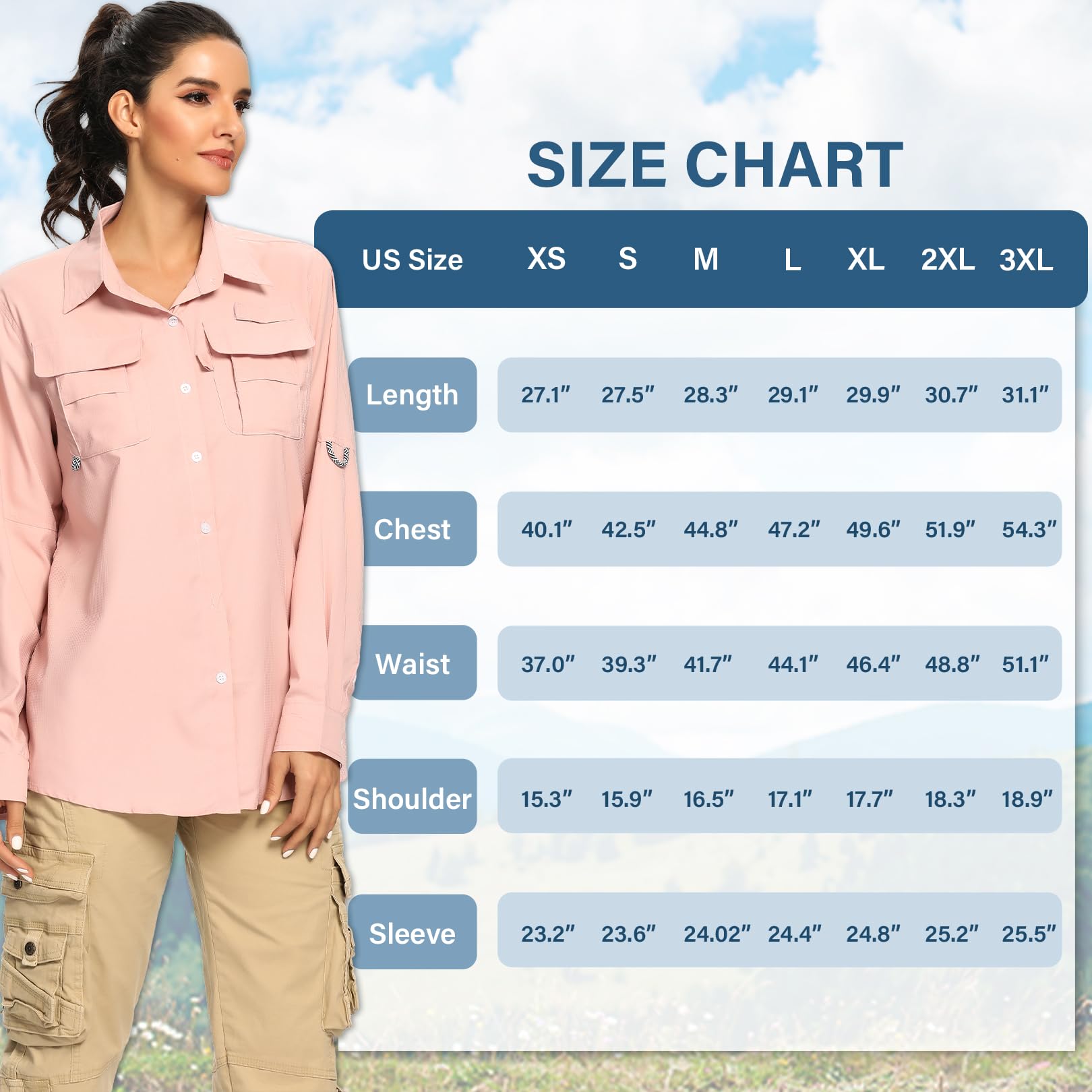 Women's Quick Dry UPF 50+ Sun Protection Long Sleeve Shirt Hiking Fishing Shirts,Pink,M