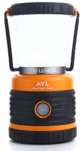 ayl led camping lantern, battery powered led 1800lm, 4 camping lights modes, perfect lantern flashlight for hurricane, emergency light, storm, power outages, survival kits, hiking, fishing, tent, home