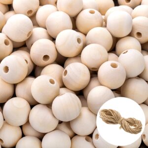foraineam 200 pcs 1 inch / 25mm wood beads round wooden spacer beads unfinished natural wood loose beads