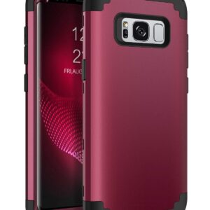 BENTOBEN Case for Galaxy S8 5.8", Heavy Duty Full Body Rugged Shockproof Hybrid Three Layer Hard Plastic Soft Rubber Bumper Protective Phone Cases Cover for Samsung Galaxy S8 5.8", Wine Red/Burgundy