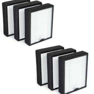 Flintar PM1220 High-Efficiency 3-in-1 True HEPA Replacement Filters, Compatible with MOOKA and KOIOS PM1220 Compact Desktop Air Purifier Only (6-Pack)